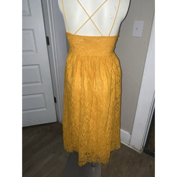 H&M Mustard Yellow Floral Lace Dress Women's Size Small NEW NWT - Picture 10 of 13